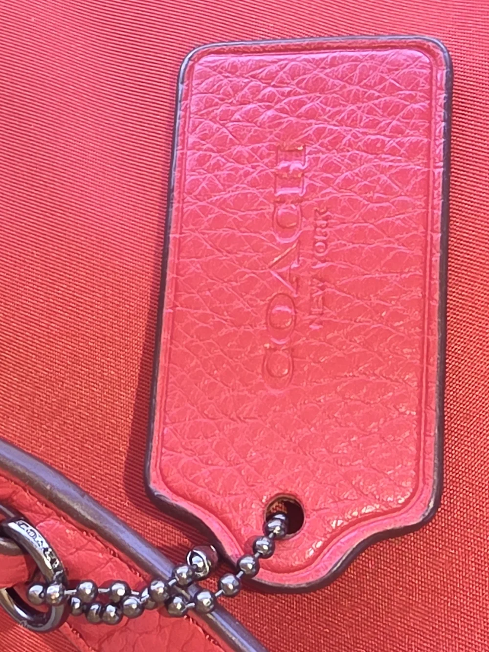 Auth COACH Nylon Leather Bucket Mouth Backpack Drawstring Turn lock F58814 Red